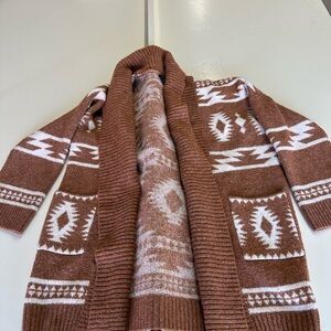 Tahari Tan and Cream Knit Cardigan